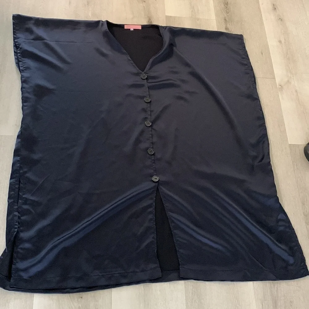 Tabitha‎ navy caftan size 16 silky cover Up oversized lagenlook bohemian